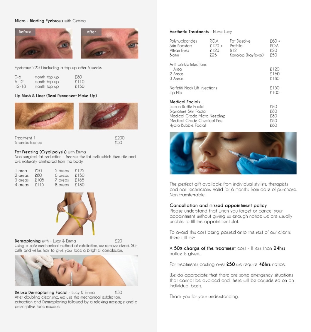 aesthetics prices at suzannes beauty salon coventry
