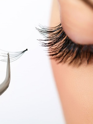 Woman eye with long eyelashes. Eyelash extension