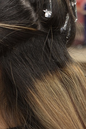 Hair Colouring in process