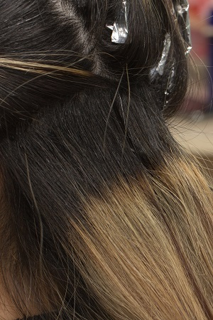 Hair Colouring in process